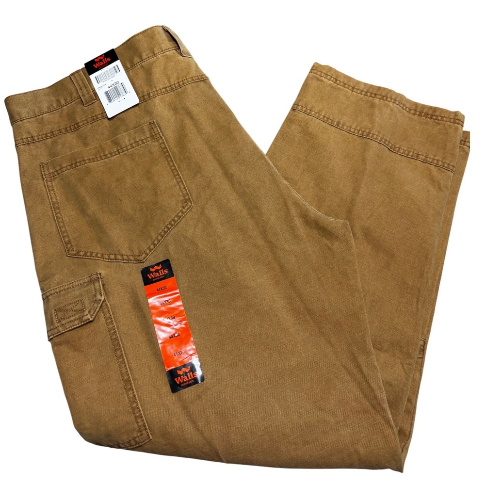 Walls Cargo Work Pants Mens 44x30 Brown Duck Canvas Cotton‎ Relaxed Fit NWT
